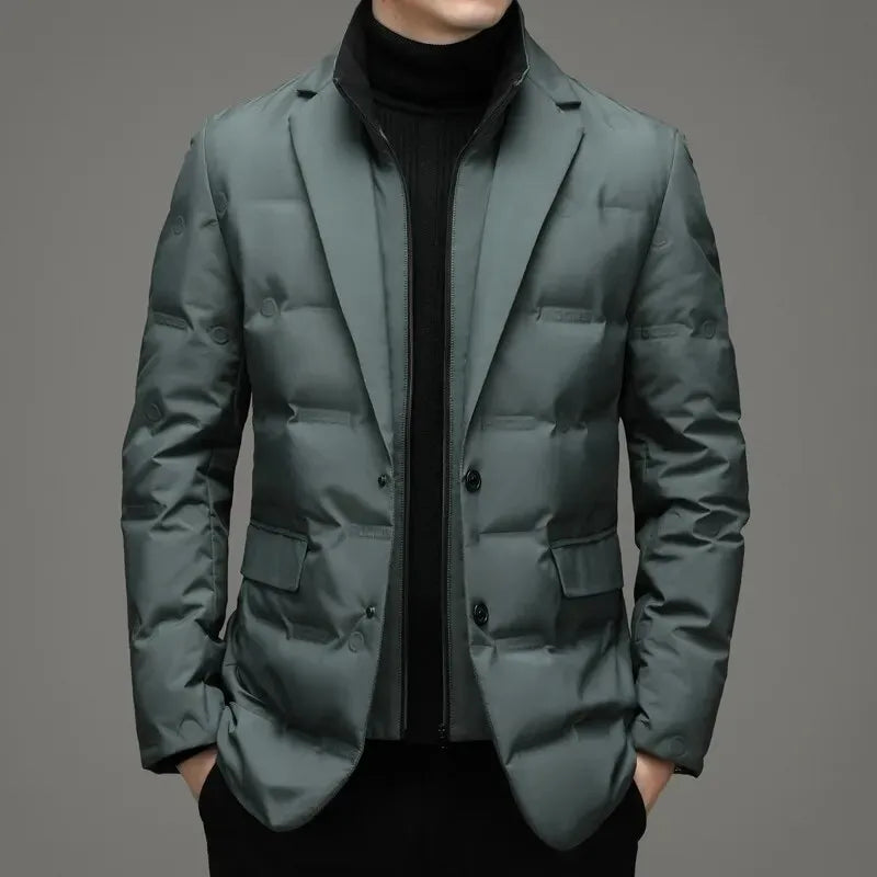 2025 Hochwertige Daunenjacke für Herren Winter Business Casual Mode Elegante Entendaunen Mittellange Daunenjacke