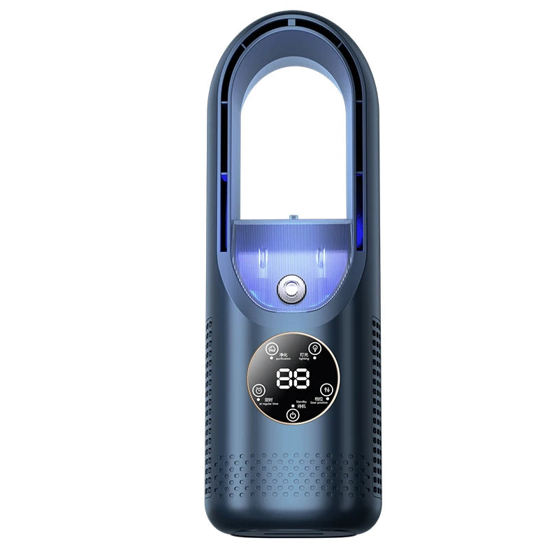 Mini-Luftkühler, Befeuchtung, Kühlung, USB, geräuschlos, zeitgesteuerter Klimaventilator, bunte Lichter, Nachtlicht, LED-Bildschirm, 6 Windgeschwindigkeiten