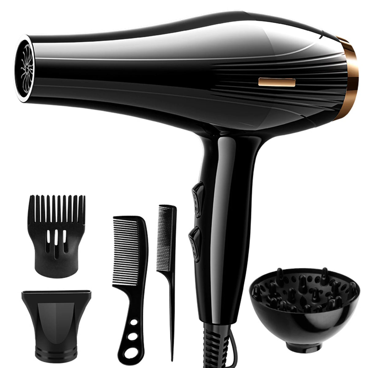 220V Haartrockner Professioneller 2200W Leistungsstarker Föhn mit Bürste für Friseure und Salons