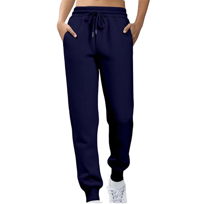 2026 Frühling Herbst Damen Gerade Hosen Mode Einfarbige Hosen mit Kordelzug Große Größen Schlanke Freizeithosen Damen Jogginghosen