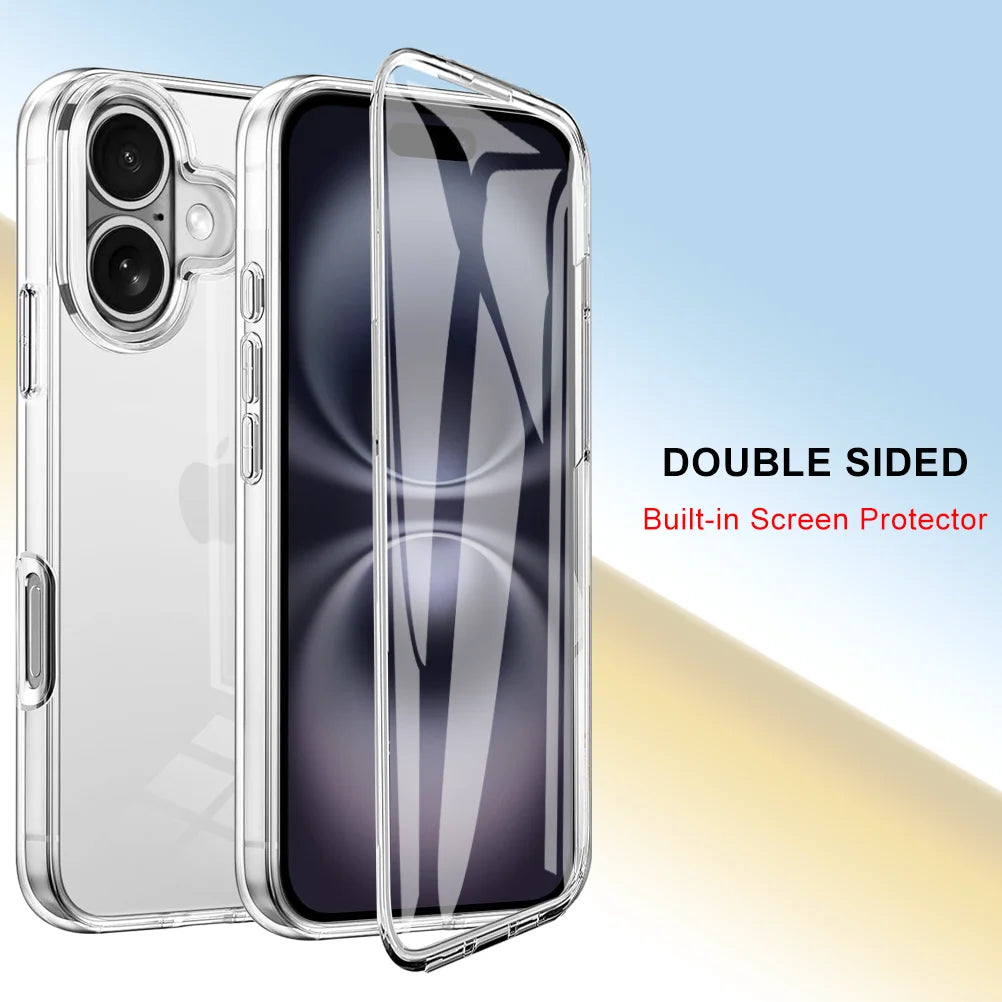 360 °   Ganzkörper-Schutzhülle, doppelseitig, transparent, für iPhone 17, Air 16 E, 15 14 Plus, 13 12 Mini 11 Pro Max, stoßfeste Abdeckung