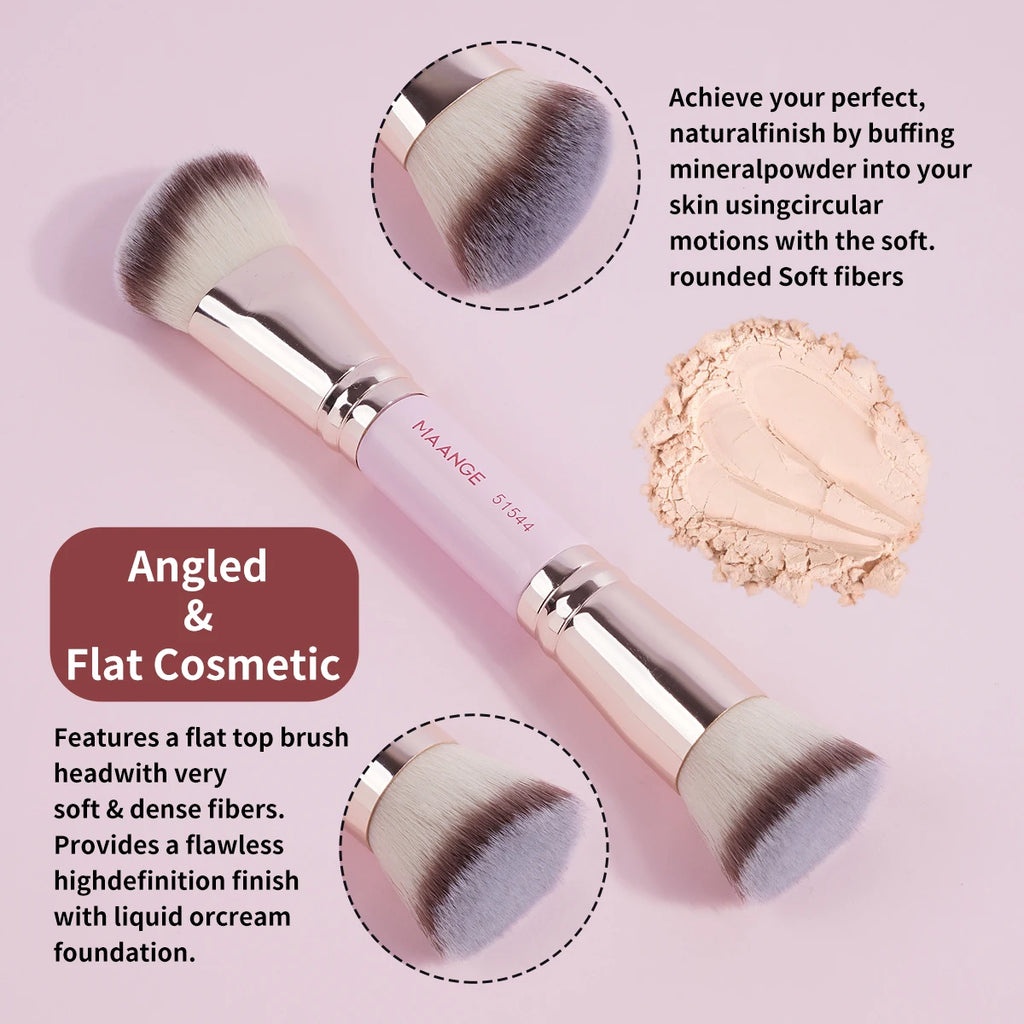 MAANGE 4-teiliges einfaches Make-up-Pinsel-Set mit zwei Enden und Foundation-Puder-Rouge-Details für Lidschattenpinsel, Reiseutensilien für Anfänger