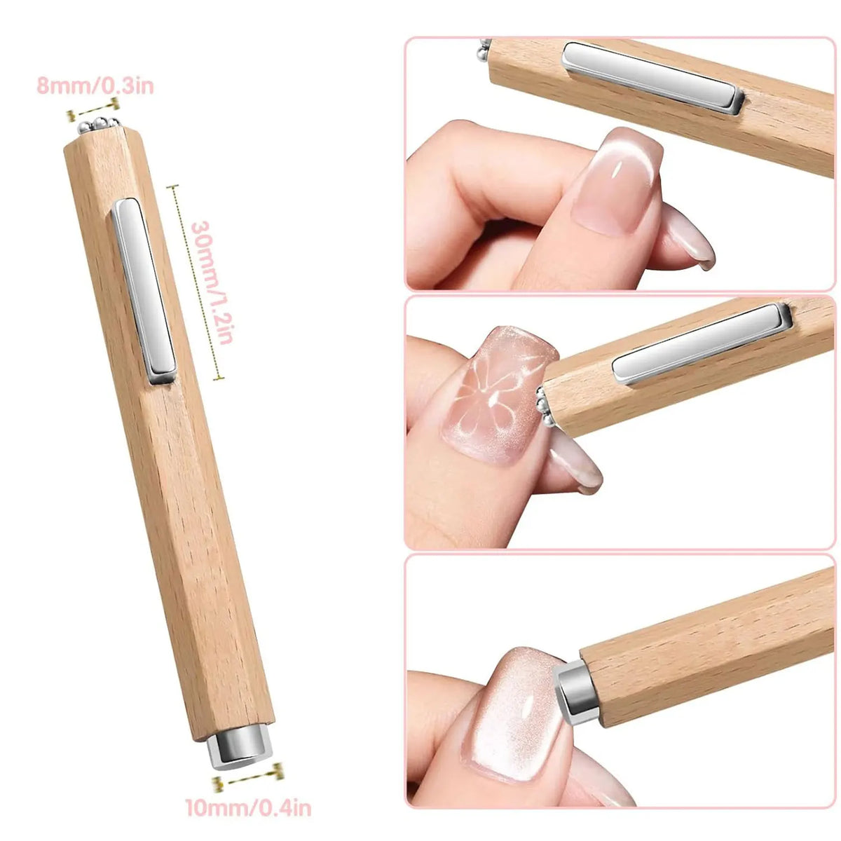 3-in-1 Multifunktionaler magnetischer Katzenaugen-Nagel-Magnetstab, 130 mm, superstarker Gel-Nagellack-Magnetstift, großer Zylinder, magnetisch