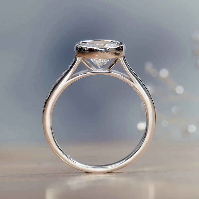 Huitan einfache runde weiße cz Ringe für Frauen Ewigkeit Hochzeit Verlobung bänder Zubehör Temperament eleganten weiblichen Schmuck