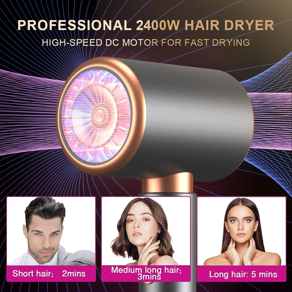 Professioneller Haartrockner mit 3. Gang, Negativ-Ionen-Fön, heißer, kalter Wind, Luftbürste, Haartrockner, starker Trockner, Salon-Werkzeug, 2400 W
