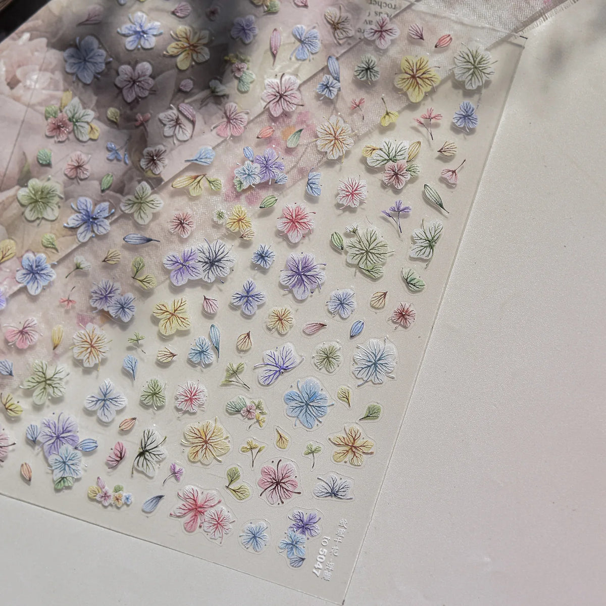 1 Stück 3D Lavendel Blumen Aufkleber für Nägel Frühling Sakura Blumenblätter Selbstklebende Slider Abziehbilder Kunst Maniküre für Dekoration
