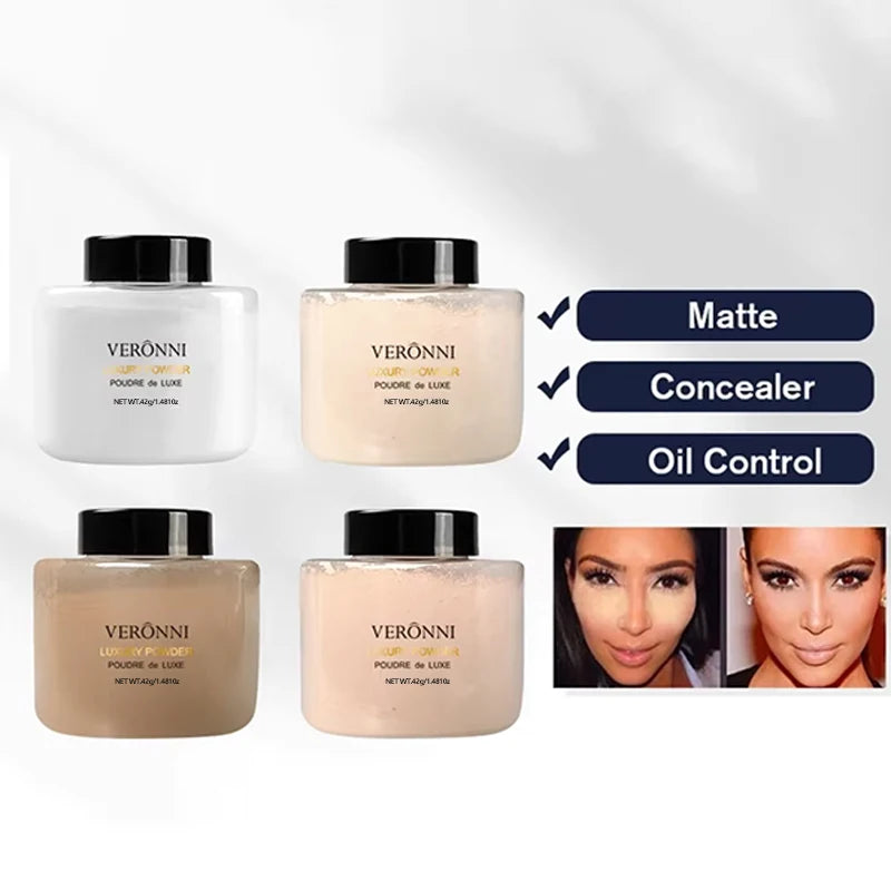 6-Farben-Bananen-Luxuspuder für Frauen, Gesichtsgrundierung, Bananenpulver, Flaschen, loses Pulver, authentisches Ölkontroll-Schönheits-Make-up