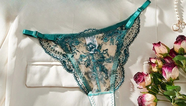 Spitzen-Stickerei-BH-Set mit ultradünnen Cups, transparente Mesh-Nachtwäsche für Frauen mit großer Oberweite, S-XL, Push-up, 32-38