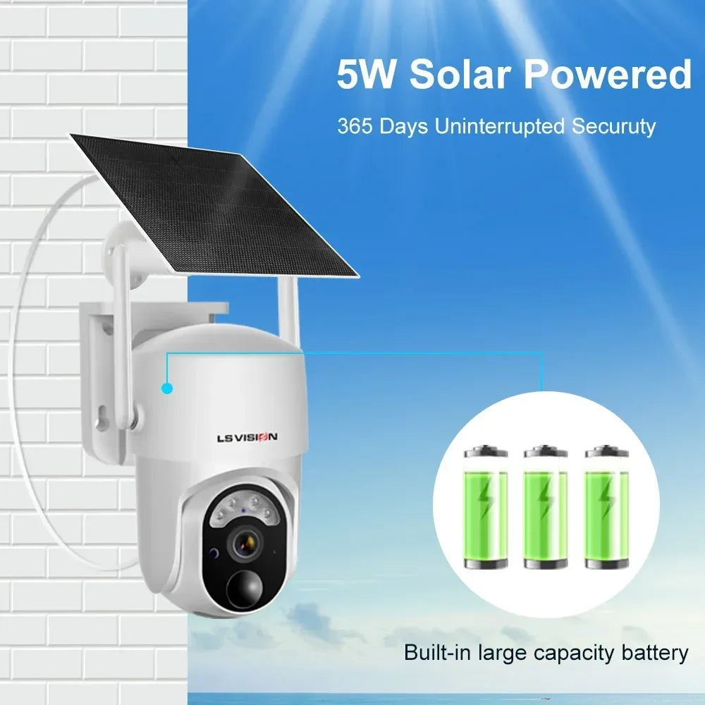 LS VISION 4 MP 4G Sim Solarkamera Wifi Outdoor Solar Überwachungskamera 360 °   Überwachung PIR Human Detect Eingebaute Batterie Ubox