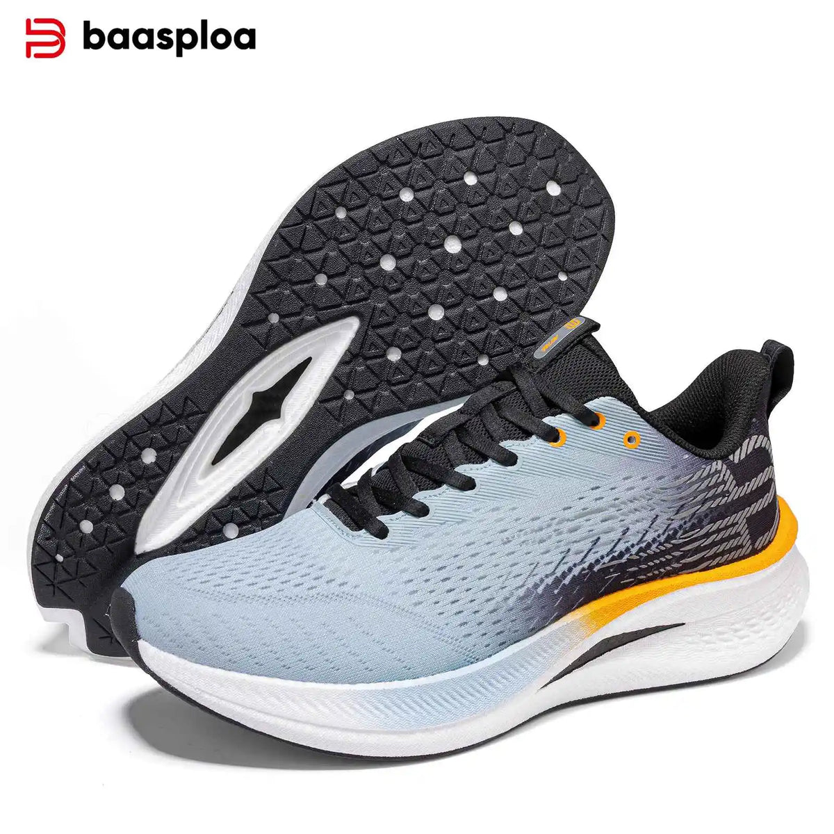 Baasploa Herren-Laufschuhe, atmungsaktiv, leicht, professionelle Sport-Turnschuhe, männliche Komfort-Turnschuhe mit Carbonplatte, rutschfeste Marathon-Turnschuhe