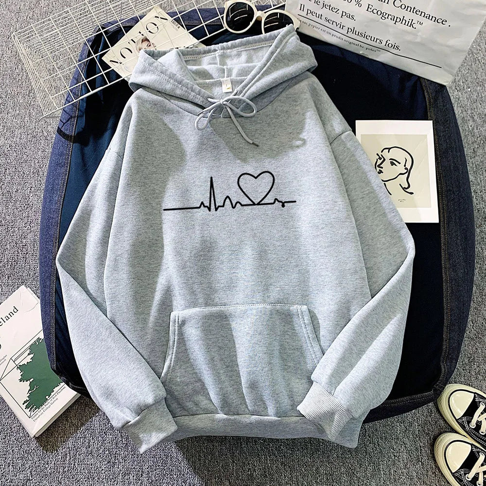 Frauen Casual Drucken Lose Hoodies Frühling Langarm Mit Kapuze Sweatshirt Harajuku Einfache Tops Faul Stil Pullover 2023 Streetwear