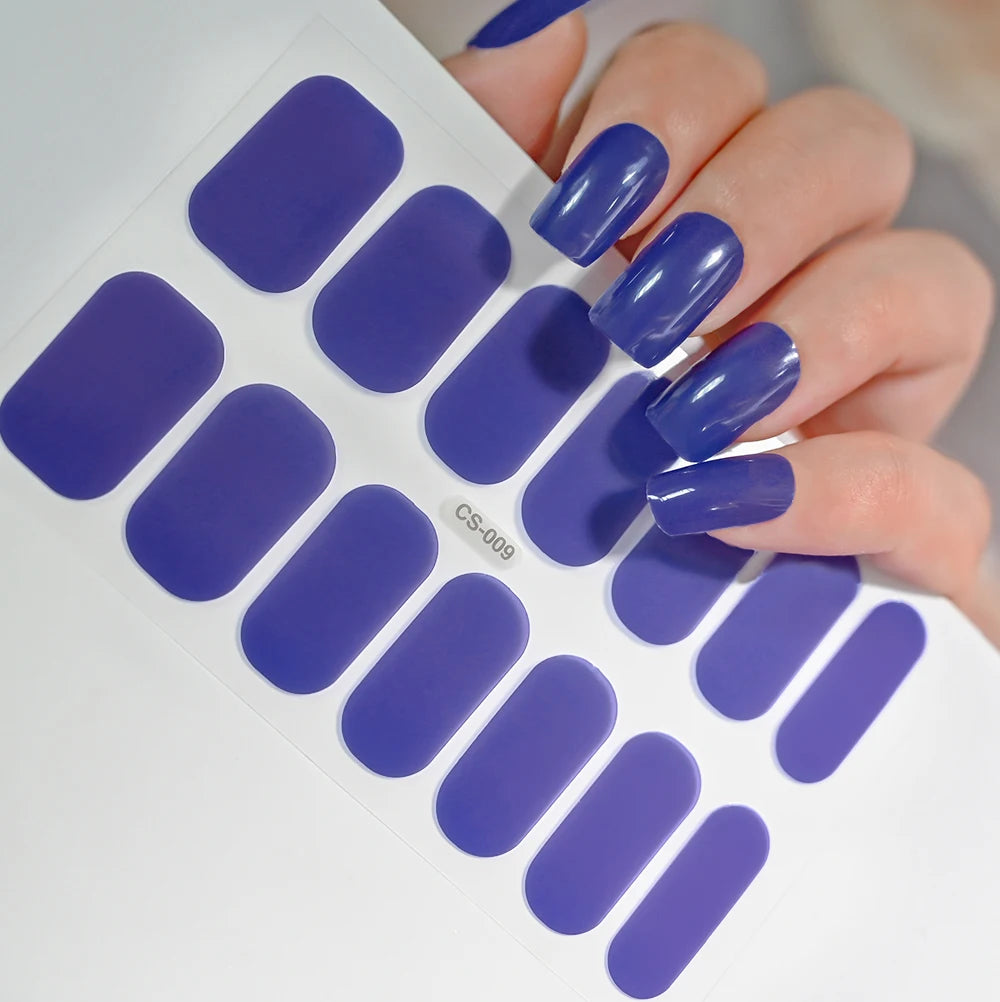 14 Tipps/Blatt Rosa Gel-Nagelaufkleber mit vollständiger Abdeckung, halbgehärtete UV-/LED-Lampe, Nagellackverpackungen, langanhaltende selbstklebende Maniküre-Spitze
