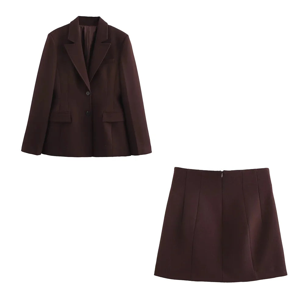 KONDALA 2026 Frühling Sommer Elegante Valentinstagsanzüge Modische Shrug-Jacken mit Taschen Elegante Reißverschlussröcke Schicke Baggy-Hosen