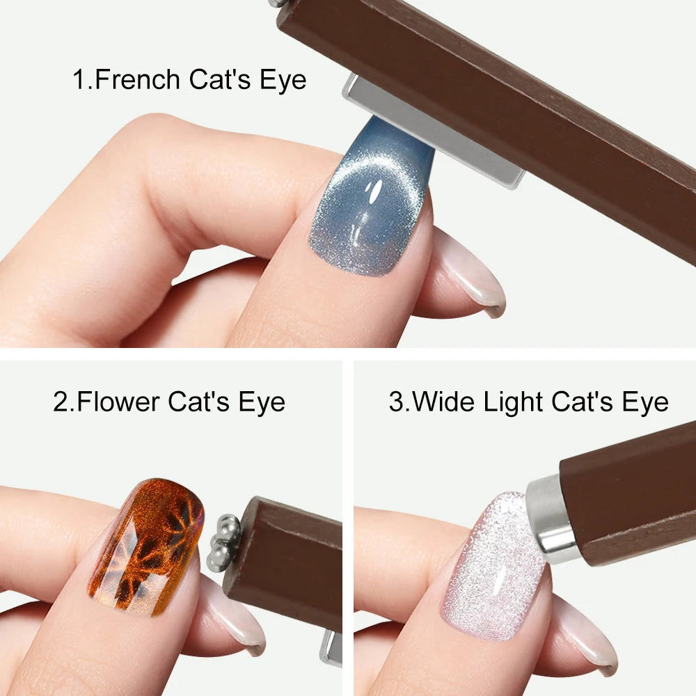 3-in-1 Multifunktionaler magnetischer Katzenaugen-Nagel-Magnetstab, 130 mm, superstarker Gel-Nagellack-Magnetstift, großer Zylinder, magnetisch