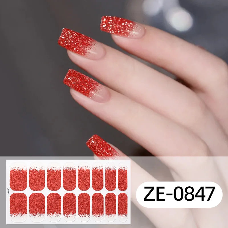 16 Tipps weinrote Nagelaufkleber, langlebig, einfarbig, volle Nagelfolien, selbstklebender Slider, Nagelkunst, DIY-Aufkleber, Maniküre-Dekor