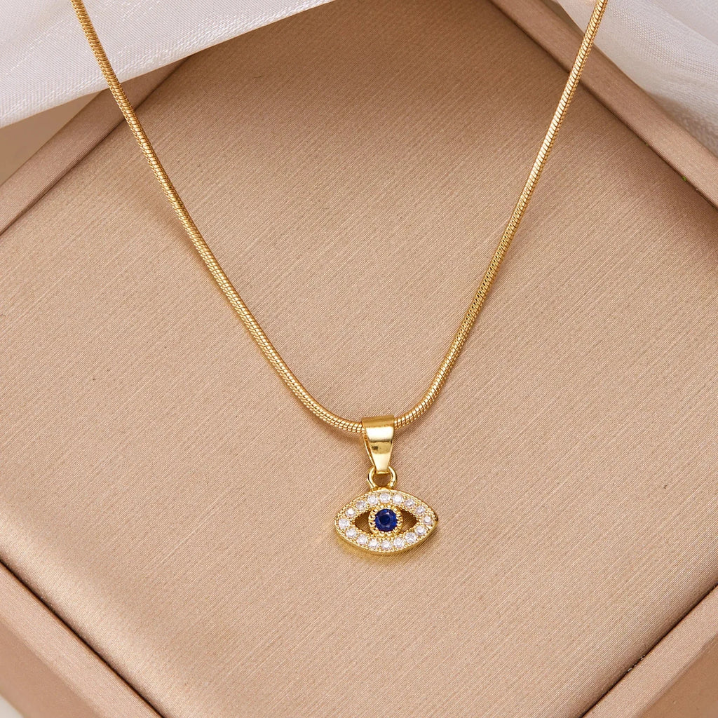 Blaue Zirkon Glück Bösen blick Anhänger Halskette für Frauen Fatima Hand Türkische Auge Schlüsselbein Ketten Weibliche Halsband Hochzeit Schmuck Geschenk