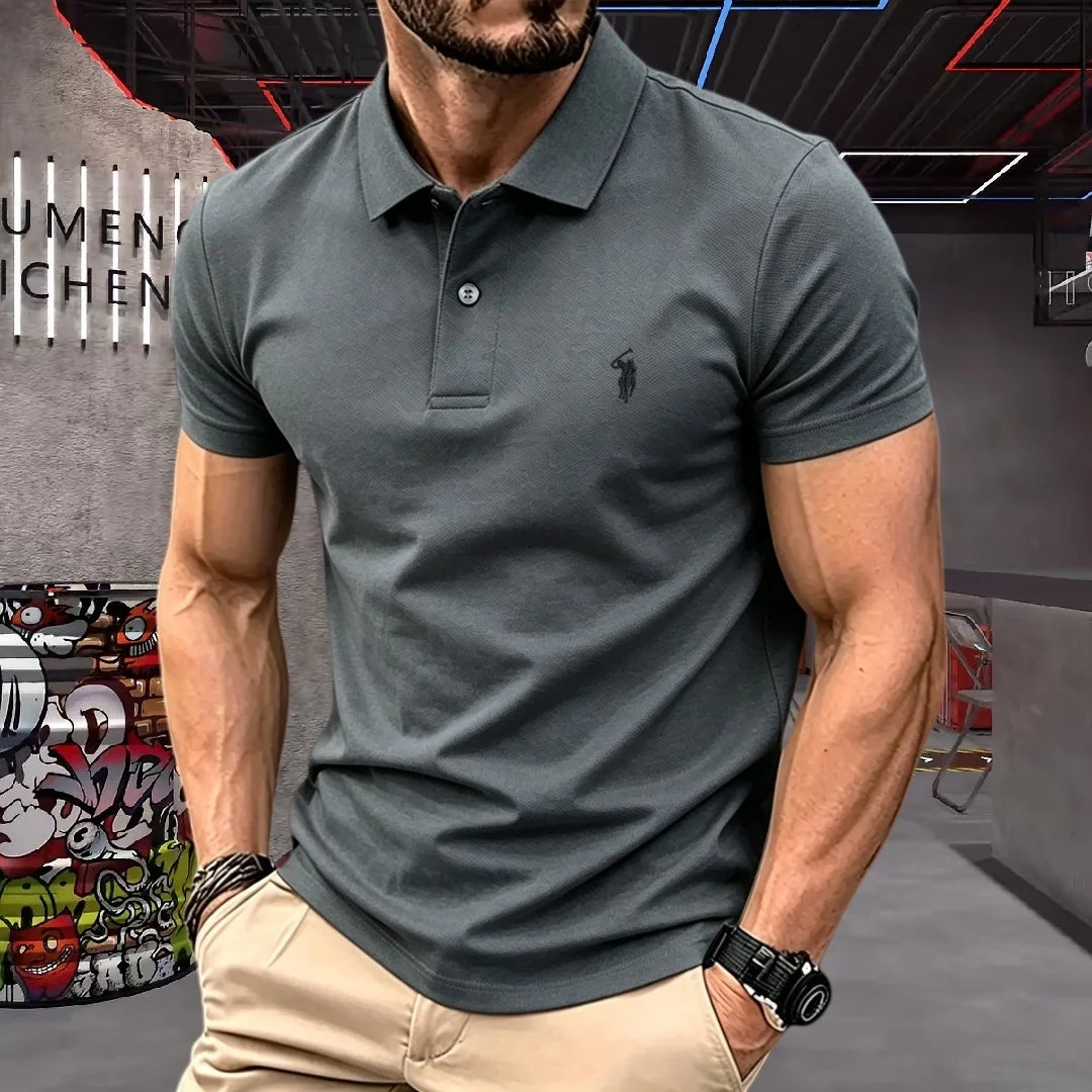 100% reine Baumwolle, hochwertiges Marken-Herren-Poloshirt mit kurzen Ärmeln, Sommer 2026, luxuriöses Mode-Golf-Oberteil mit Pony-Stickerei, lässiges T-Shirt