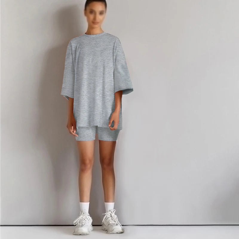 Neuheit Kleine Kinder Baby Mädchen Kleidung 2 Stück Trainingsanzug Set Übergroßen Kurzarm Baumwolle T-shirt + Leggins Shorts Sport Anzug