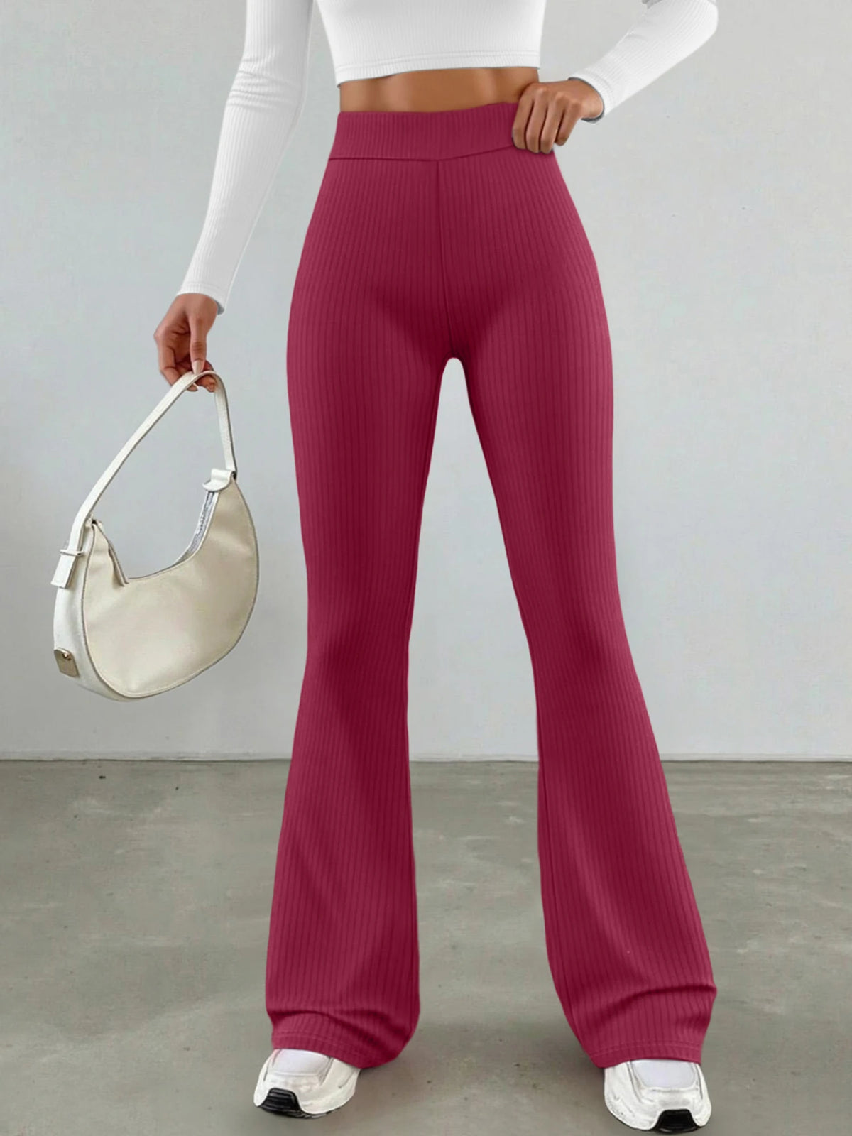 Einfarbige, hoch taillierte Hose mit geradem Bein für Damen, schlankmachende, drapierte Hose für Frühling und Herbst, vielseitige, lässige Pendelhose