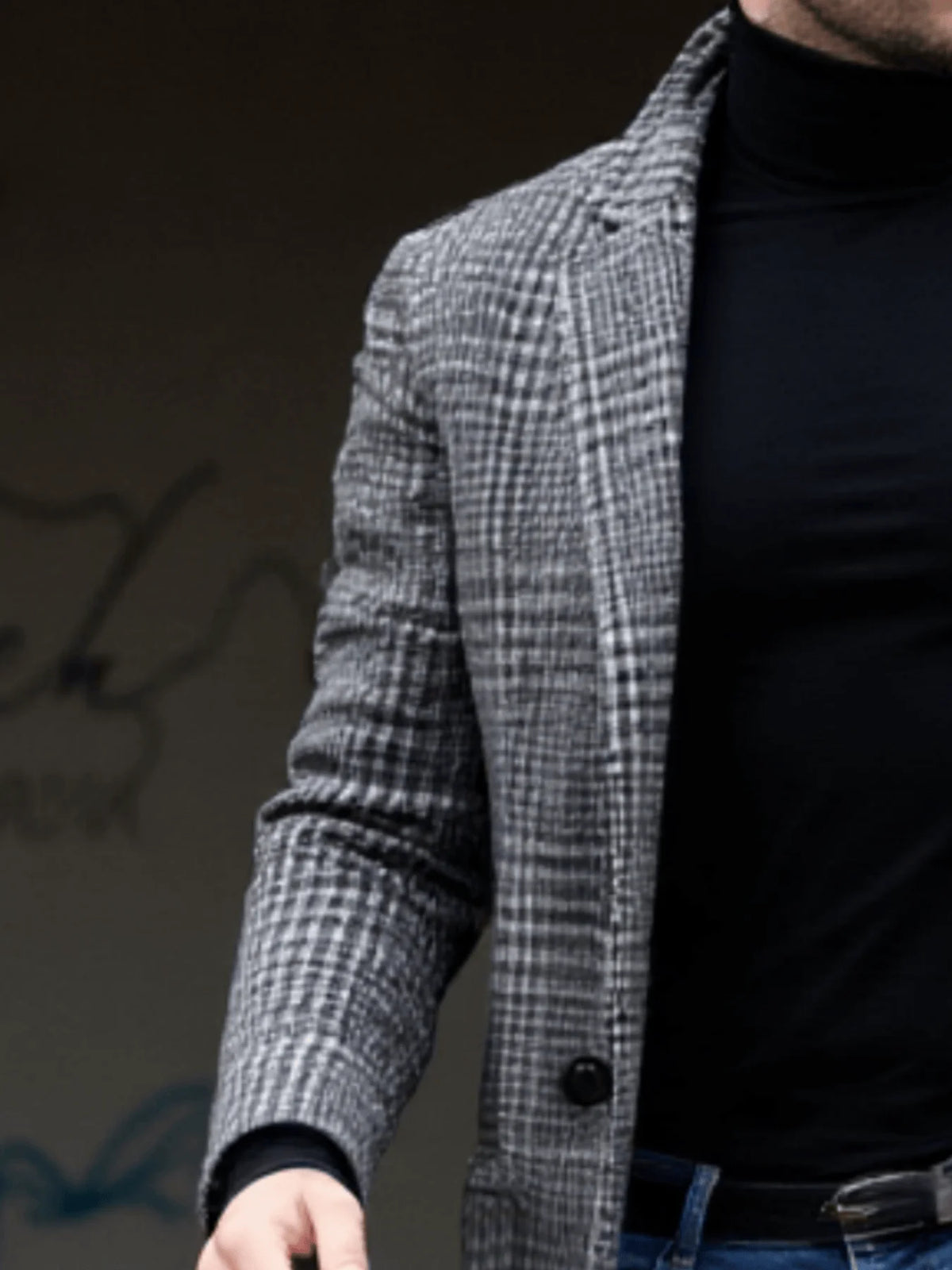 Neuankömmling Herren-Mantel aus karierter Wolle, einreihig, verdickt, mit Futter, EU-Größen, Winter, Pendeln, Outdoor-Stil