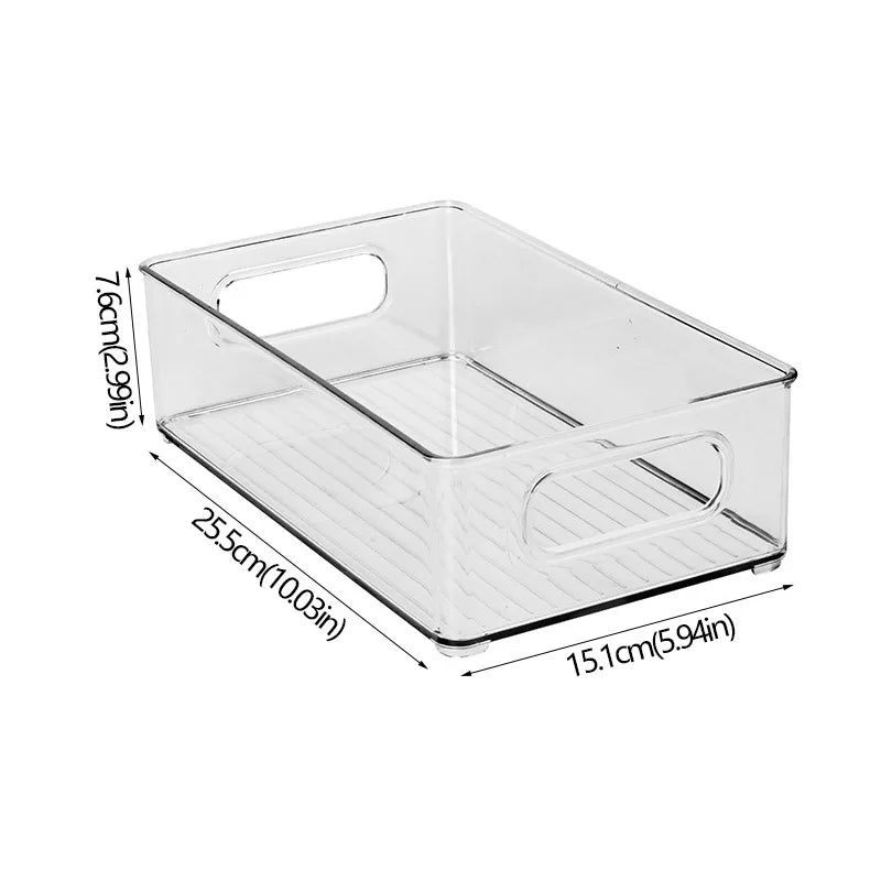 Kühlschrank-Organizer-Behälter, stapelbare Kühlschrank-Lebensmittel-Aufbewahrungsbox mit Griff, durchsichtiger Kunststoff, für Speisekammer, Gefrierschrank, Organizer-Werkzeug