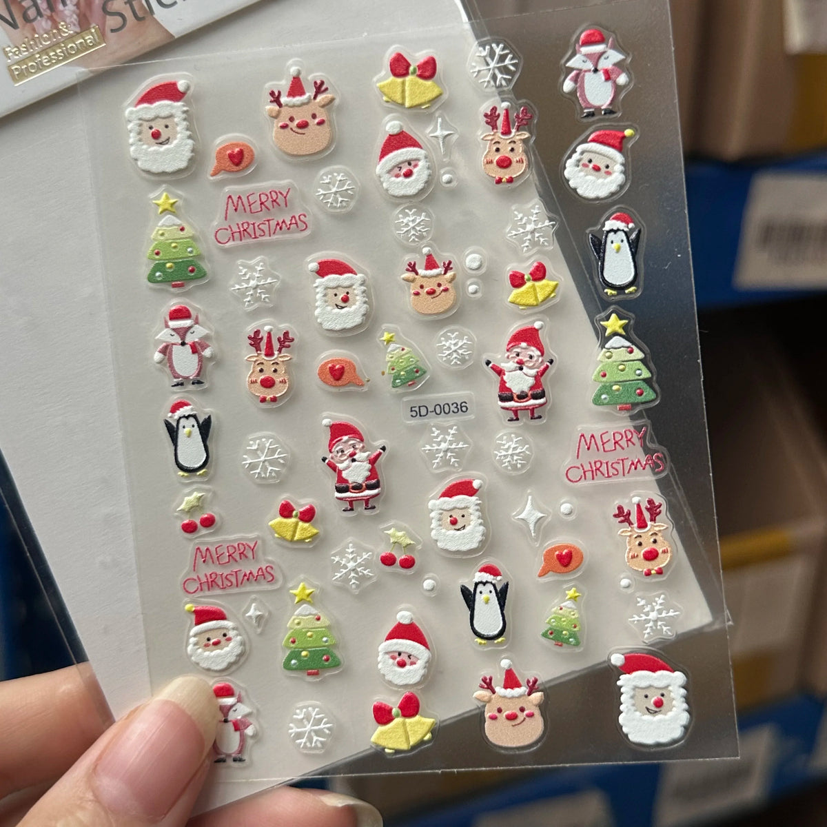 1 Stück 5D Red Gingerbread Man Schneeflocken Weihnachten Nagelaufkleber Niedlicher Schneemann Weihnachtsmann Winter Nagelaufkleber Maniküre Dekorationen