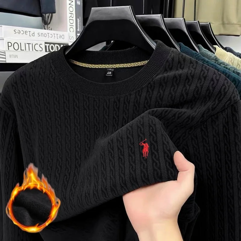 Luxus Herbst und Winter neue heiße verkaufende samt warme Strickpullover modische Männer Marke Paul bestickt bequeme Pullover