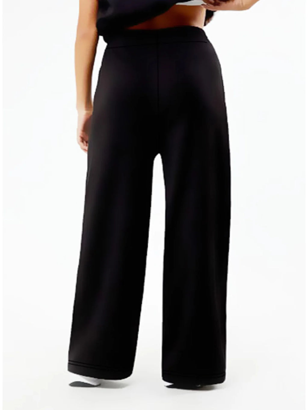 2026 Elegante Schicke Weite Hosen für Damen Einfarbig Schwarz Normale Taille Atmungsaktiv Schlankheitsfördernd Lässige Büro-Hosen