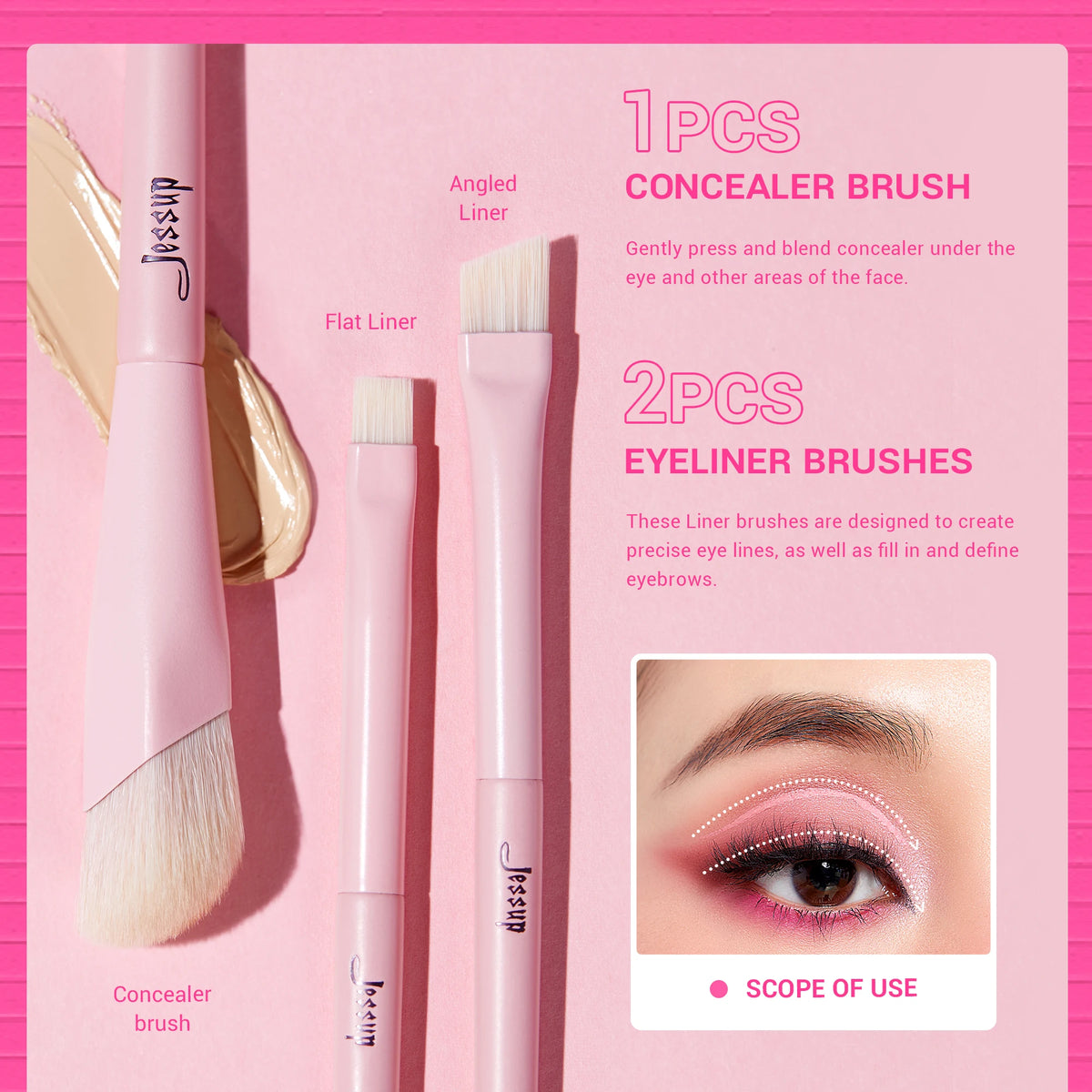 Jessup Lidschatten pinsel Set rosa Augen Make-up Pinsel Concealer Pinsel Premium vegane Lidschatten Liner Misch pinsel für Make-up, t496