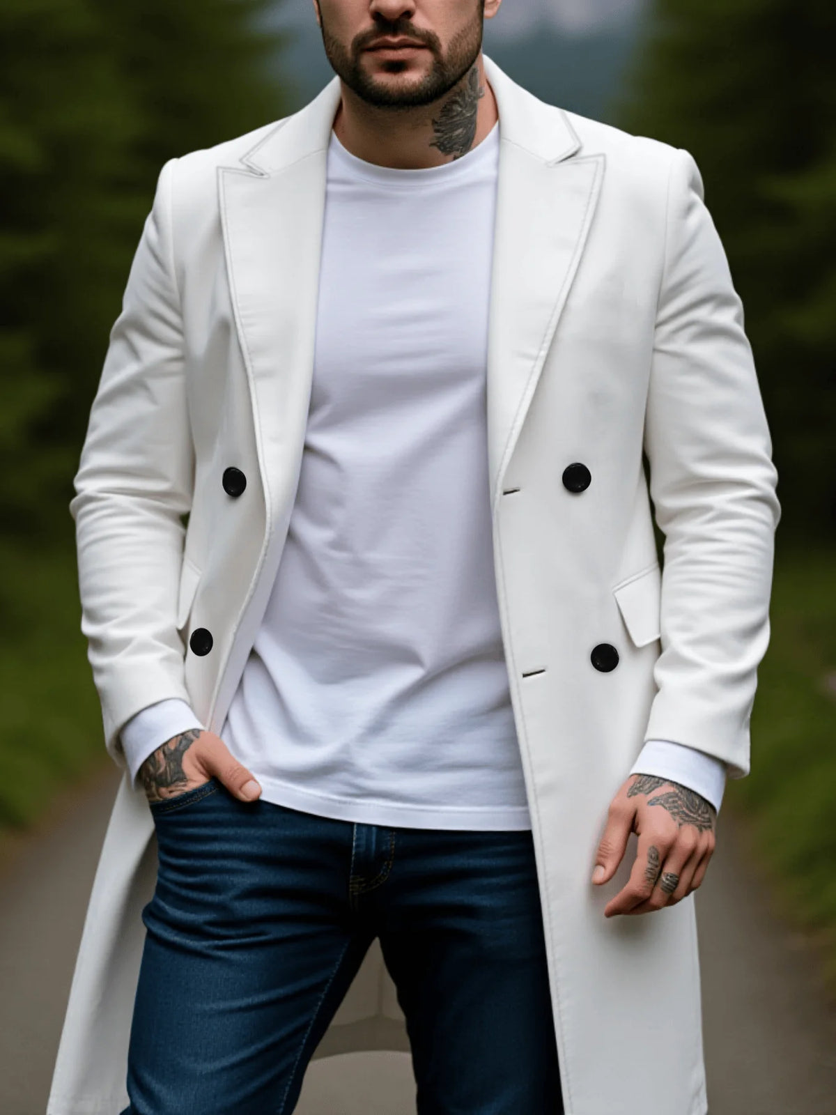 Warmer und dicker Mantel aus Wollmischung für Herren, zweireihig, vollständig gefüttert, perfekt für den frühen Herbst im Freien, Herrenjacke, Straße