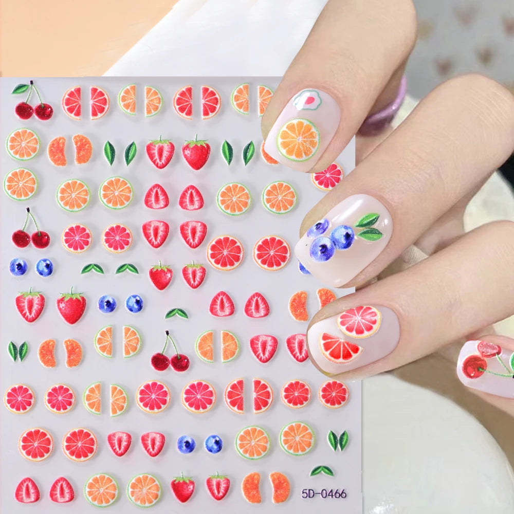 1Pc Kawaii Rote Kirsche Bogen Nail art Aufkleber Nette Sommer Obst Erdbeere Kirsche Klebe Aufkleber 8*10cm slider Nail art Dekoration
