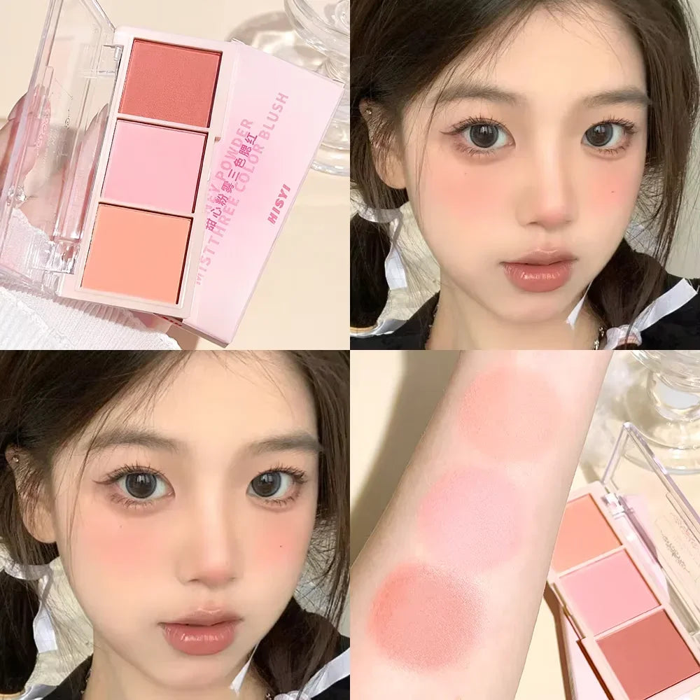 3-Farben-Wange, rote Platte, nacktes Make-up, natürlicher, mattierter Milchtee, orangefarbenes Lidschatten-Make-up, langlebig, hohe Farbwiedergabe, unsichtbar