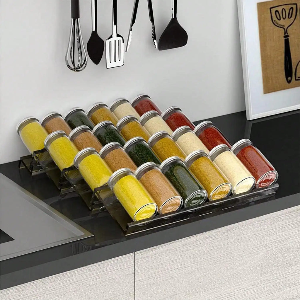 4/2 Schicht Gewürz Schublade Organizer Einstellbare Acryl Gewürz Gläser Rack Tablett Erweiterbar Gewürz Organizer Schrank Küche Regale
