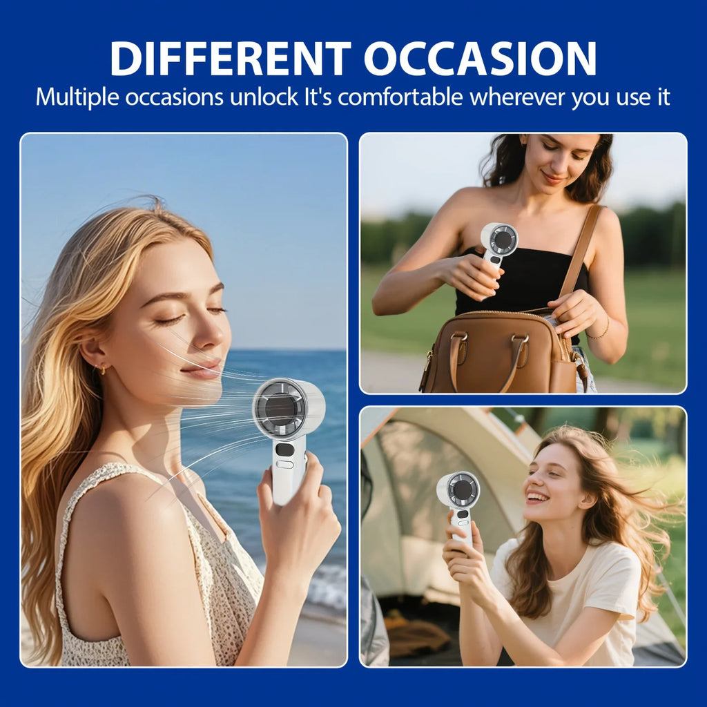 Mini-Handventilator mit 120 Geschwindigkeiten, blattloser, tragbarer, wiederaufladbarer Tischventilator mit Eis-Modus, sofortige Kühlung für Männer und Frauen