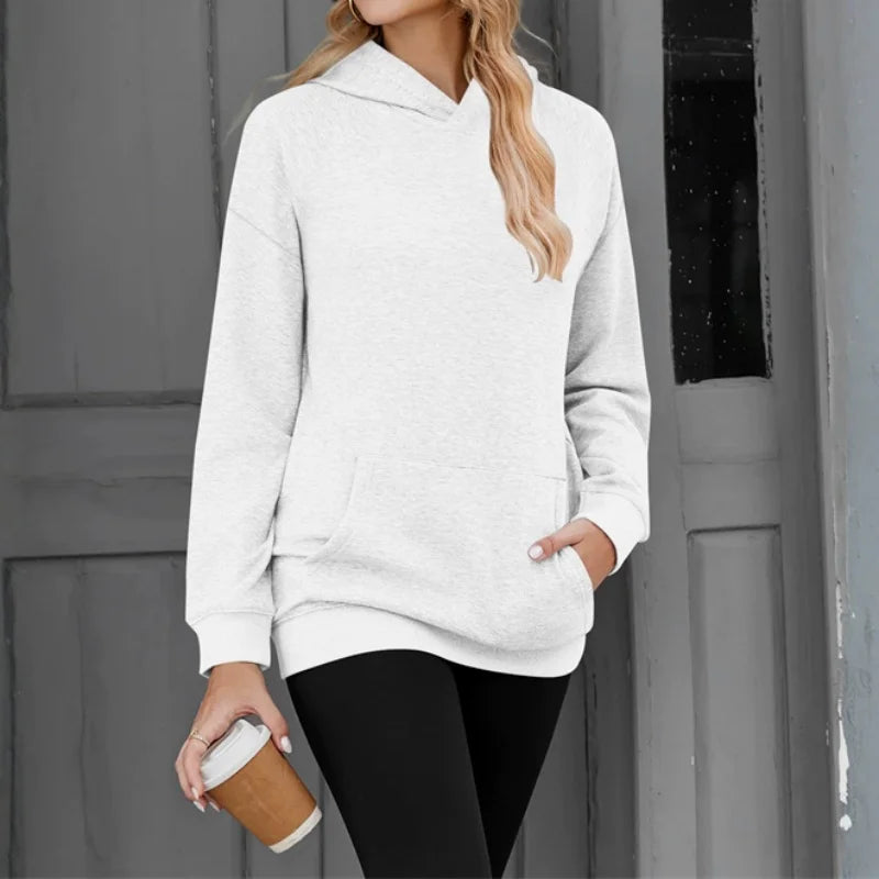 2026 NEU Damen Kapuzenpullover Locker Lässiger Sweatshirt mit Fallschulter-Ärmeln Frühling Herbst Outdoor Damen-Sweatshirt