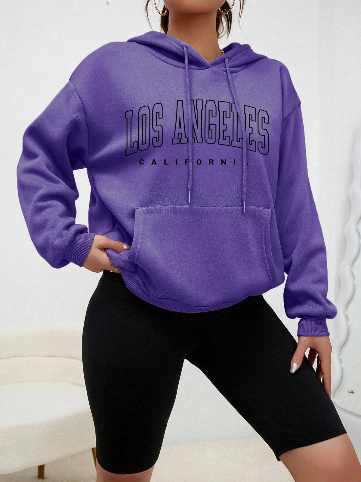 Los Angeles Kunst Brief Design Frauen Plus Größe Hoodies Amerikanischen Stil Casual Hoody Herbst Hip Hop Hoodie Frau Fleece Kleidung