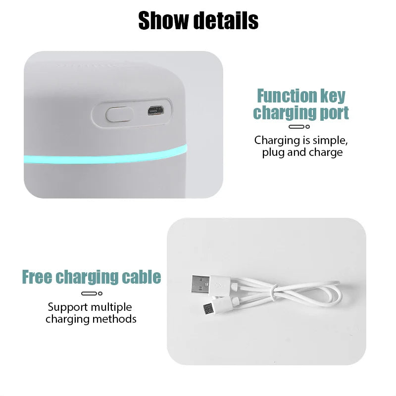 Tragbarer 420ml Luftbe feuchter Aroma öl Luftbe feuchter für Heimauto USB Cool Mist Sprayer mit bunten weichen Nachtlicht reiniger