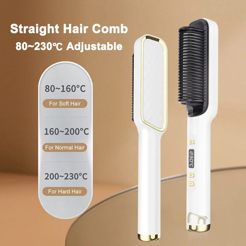 Elektrische Heizung Gerade Kamm Doppel Verwenden LCD Elektrische Haarglätter Curler Anti-Verbrühungen Styling Werkzeug Richt Pinsel