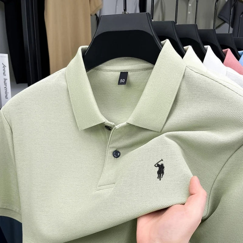 100% reine Baumwolle, hochwertiges Marken-Herren-Poloshirt mit kurzen Ärmeln, Sommer 2026, luxuriöses Mode-Golf-Oberteil mit Pony-Stickerei, lässiges T-Shirt