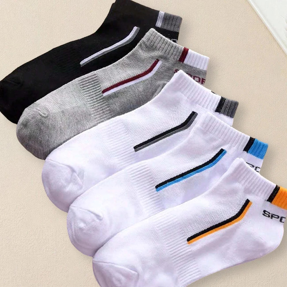 5-Paar Herren-Sommersocken, trendige, modische, einfache, vielseitige Herren-Söckchen, bequeme, leichte, atmungsaktive Freizeitsocken