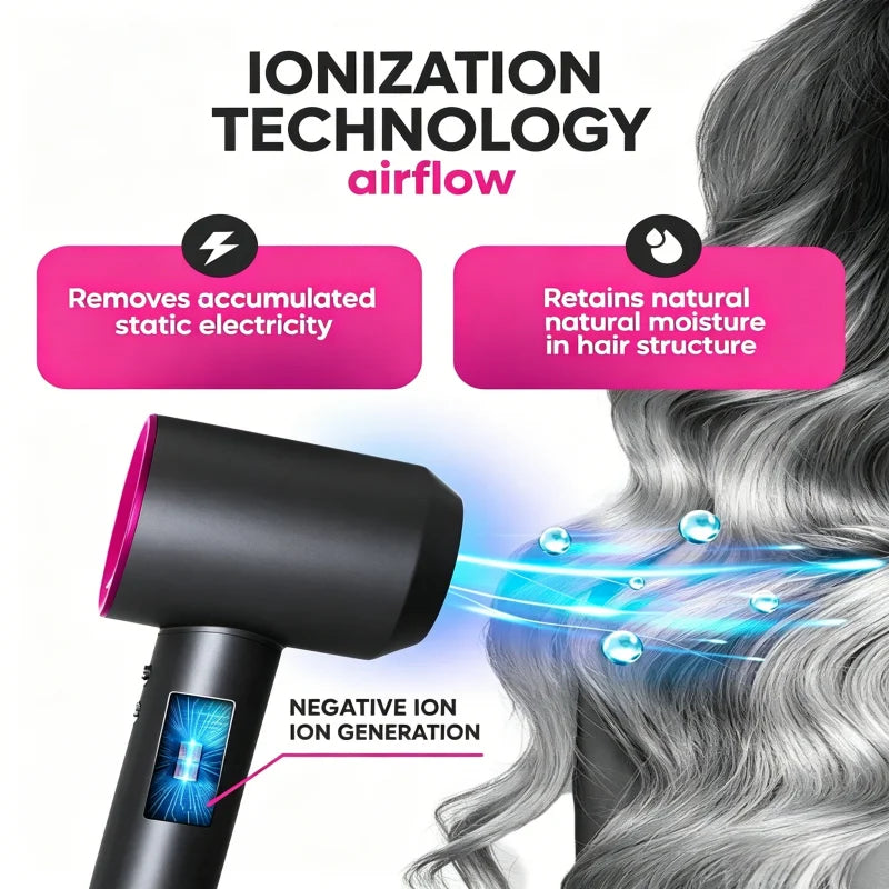 Blattloser Haartrockner mit konstanter Temperatur für die persönliche Haarpflege und -styling; professionelles Haarstyling-Zubehörset für zu Hause (5+1)
