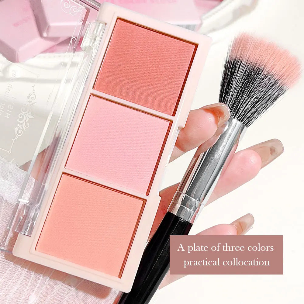 3-Farben-Wange, rote Platte, nacktes Make-up, natürlicher, mattierter Milchtee, orangefarbenes Lidschatten-Make-up, langlebig, hohe Farbwiedergabe, unsichtbar
