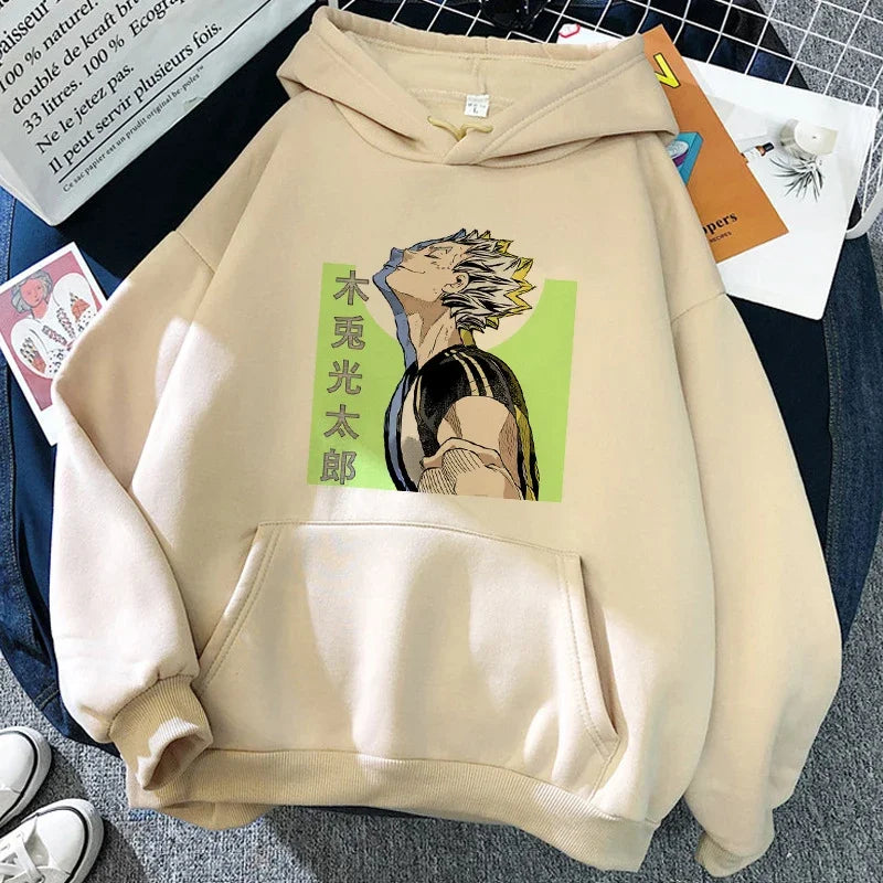 90er Jahre japanische Anime Haikyuu Hoodies Frauen lustige Karasuno Fly High Grafik Streetwear Winter warme Mode männliche Sweatshirts Unisex
