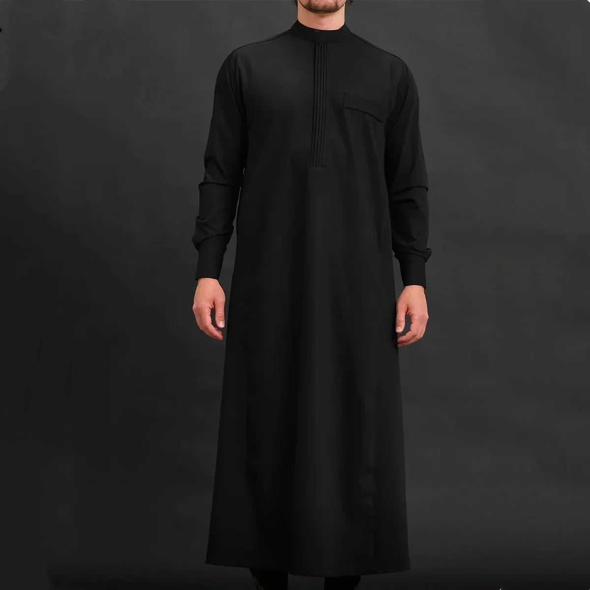 Muslimische Herren-Thobes mit Langen Ärmeln, Einfarbig, Locker Geschnitten, Traditionelle Islamische Männerkleidung, Kaftan für Festliche Anlässe im Arabischen Ethnischen Stil