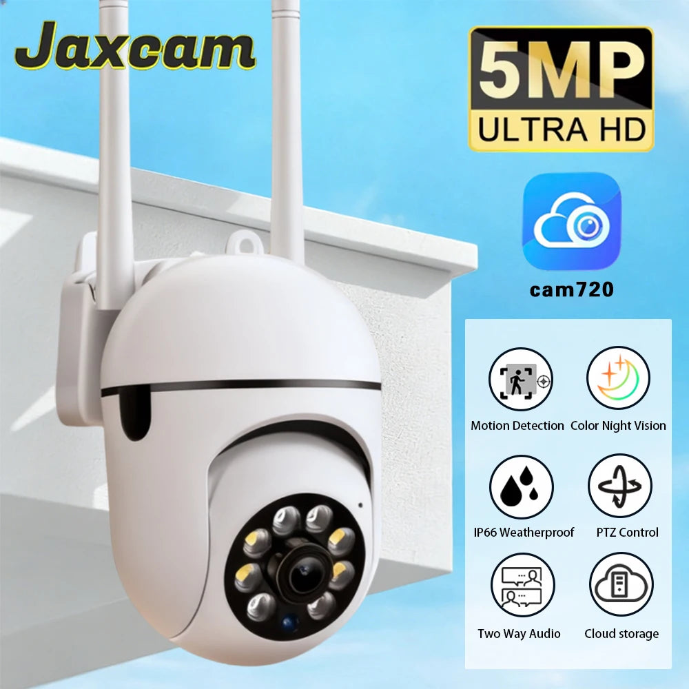 Cam720 APP 5MP PTZ IP-Kamera Intelligente Außen-Überwachungskamera WLAN CCTV mit Farbnachtsicht Drahtlose HD 2-Wege-Audio-Kommunikation