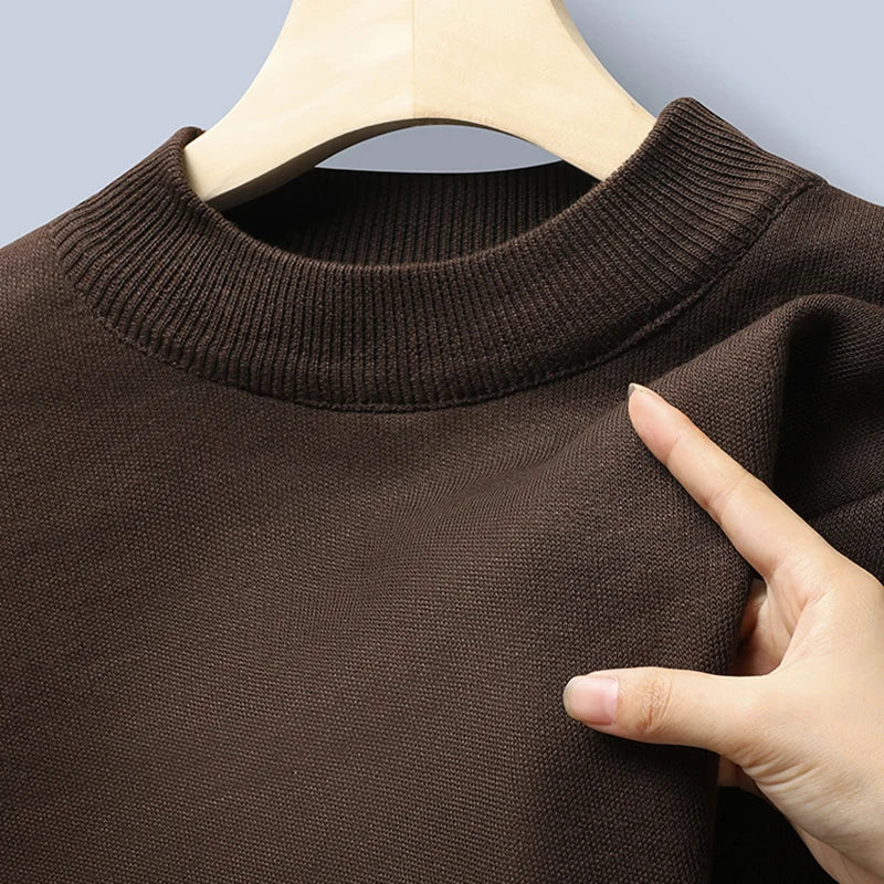 Pullover Männer Herbst Winter Jumper Fleece Verdickt Neue Koreanische Strickwaren Oansatz Solide Weiß Schwarz Kalten Bluse Bottom Shirt Kleidung