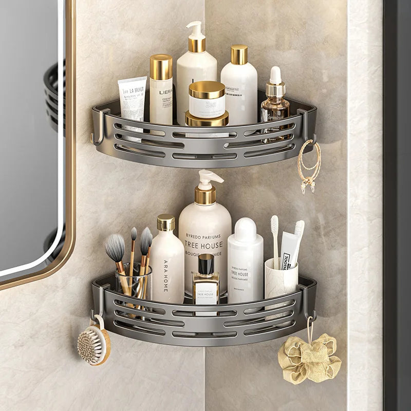 Modernes Badezimmer-Eckregal, selbstklebendes Duschregal für Kosmetik, Toilettenartikel, Aufbewahrung, Valentinstagsgeschenk, Heimdekoration