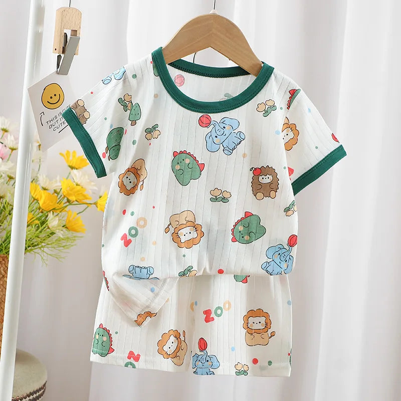 Kinder kleidung Sommer Kurzarm Home Nachtwäsche Kinder setzt Kinder Kleidung Junge Mädchen T-Shirt Shorts Baumwolle Anzug Baby
