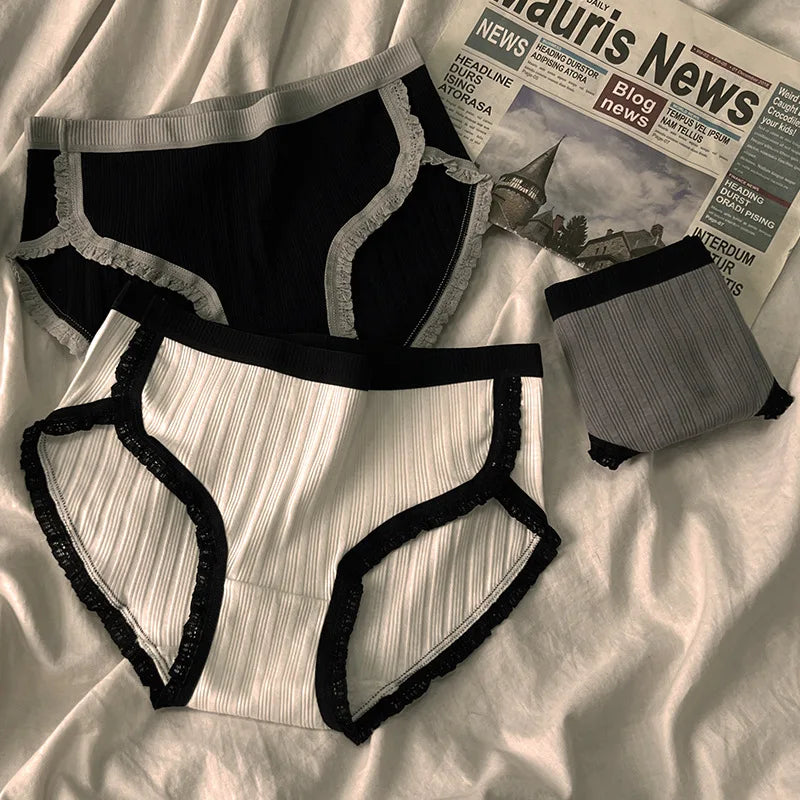 3 Teile/satz Baumwolle Höschen Mid-Taille frauen Unterwäsche Weibliche Atmungsaktive Unterhose Mädchen Einfarbig Briefs Kurze Sexy Dessous