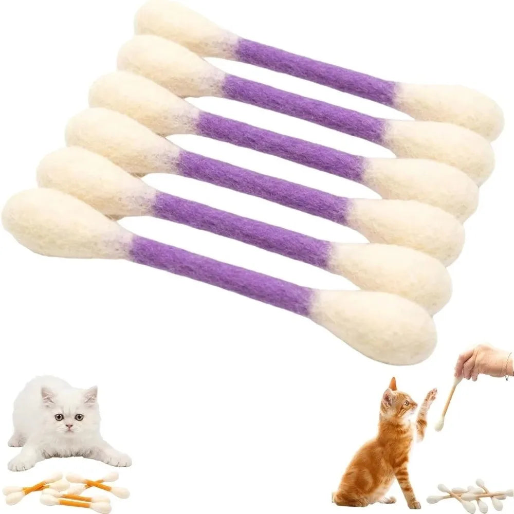6er-Set Filz-Baumwollstäbchen für Katzen: Leichte, weiche interaktive Kick-Sticks zum Kauen, Zahnreinigung und als riesige interaktive Spielzeuge für Katzen